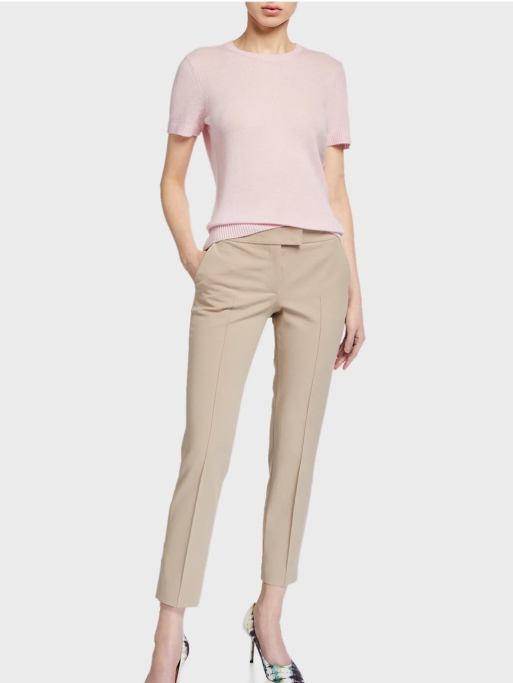 Akris punto
Frankie Straight-Leg Cotton-Stretch Cropped Pants-Sand